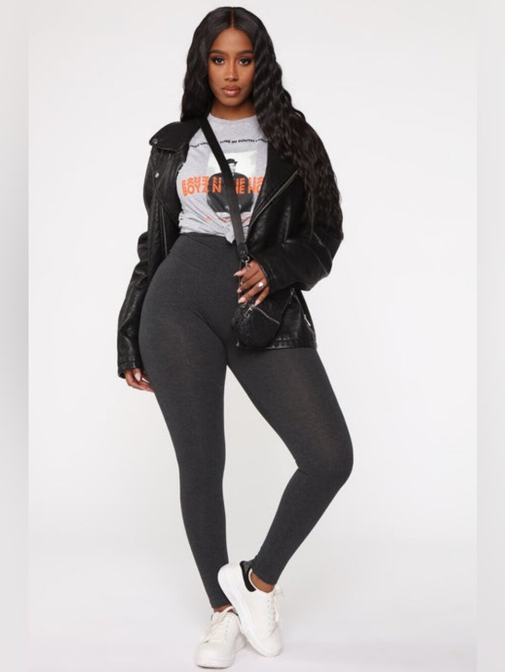 High-Waist Dark Gray Women’s Leggings (1X)